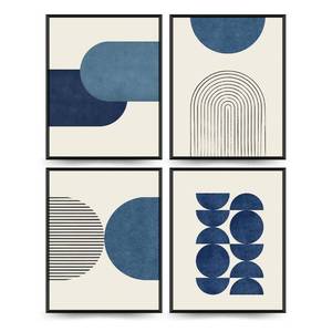 lot 14203 image: PLKMN Navy Blue Abstract Wall Art Decor Set of 4 - Bathroom Decor