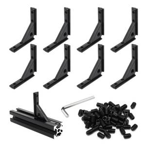 lot 14204 image: BLCCLOY 8Pcs 2020 Aluminum Extrusion Black Corner Bracket T Slot Inside L Shape Joint Angle Hardware Panel Mount Connector with Screws for 20 Series 2020 2040 V Slot Extruded Aluminum Profile