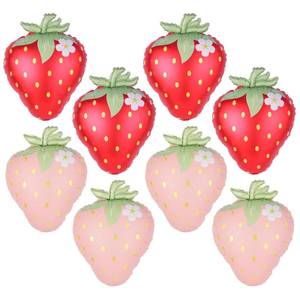 lot 14207 image: 8 PCS Strawberry Balloons Set Berry First Birthday Decor Foil Balloons Pink and Red 25inch Size Strawberry Foil Balloons for Wedding Girls Baby Shower decorations