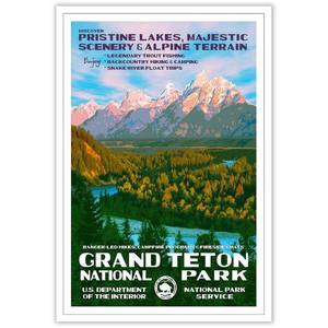 lot 14211 image: Vintage National Park Poster Grand Teton National Park Canvas Wall Art Nature Scenic Prints Painting For Home Bedroom Dorm Living Room Wall Decor 12x16in Unframed
