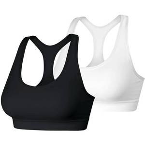 lot 14222 image: Hanes Womens Wireless Racerback Moisture-Wicking Stretch Sports Bra with Compression Support, 1, BlackWhite-2 Pack, Large