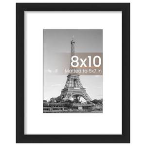 lot 14240 image: upsimples 8x10 Picture Frame, Display Pictures 5x7 with Mat or 8x10 Without Mat, Wall Hanging Photo Frame, Black, 1 Pack