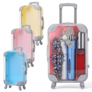 lot 14242 image: Yolev 3 Pcs Mini Suitcase Gift Box Plastic False Eyelashes Miniature Luggage Box with Wheels Clear Mini Suitcases for Party Favors Candy Women Makeup Jewelry Wedding Cosmetic Hairpins Storage