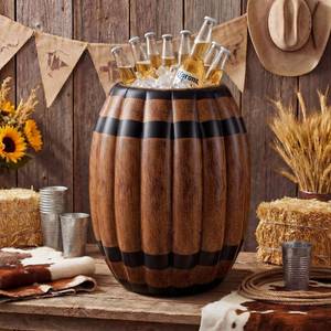 lot 14257 image: Seenelling Inflatable Wine Barrel Decor Western Cowboy Party Decor 23.62 in PVC Inflatable Cooler Barrel Pirate Party Decoration for Western Nautical Halloween Birthday Rodeo Wild West Photo Props