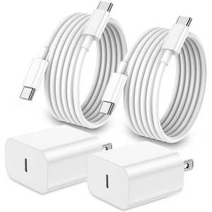 lot 14261 image: iPhone 17 16 15 Charger Fast Charging,2Pack 20W Apple iPad USB C Wall Charger Block with 6FT USB C to C Cable for iPhone 17ProPro Max17 Air 1616 Pro16 Pro Max15PlusProPro Max