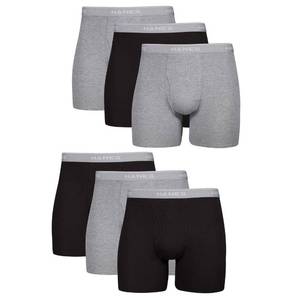 lot 14263 image: Hanes Mens Boxer Soft Breathable Cotton ComfortFlex Waistband, Multipack Brief Underwear, 6 Pack - BlackGray, Large