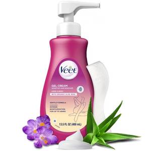 lot 14285 image: Veet Sensitive Skin Hair Removal Cream For Women, Painless Bikini Hair Removal Gel, Dermatologically Tested Depilatory Cream For Bikini Line, Legs, Arms, Underarms, 13.5 FL OZ Pump Bottle with Tool