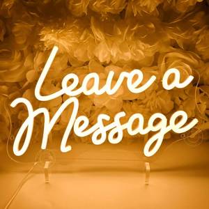 lot 14292 image: SYLHOME Leave A Message Led Neon Light Sign With Holder Base Table Decor