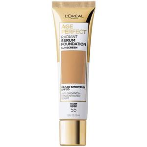 lot 14302 image: LOreal Paris Age Perfect Radiant Serum Foundation with SPF 50, Warm Beige, 1 Ounce