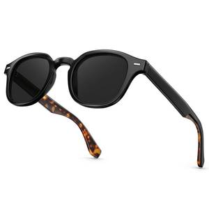 lot 14315 image: Vintage Polarized Sunglasses for Men Women, Durable Acetate Round Shape Stylish Thick Frames with Patterned Metal Wire Core Arms, TAC Sun Lens UV400 Protection for Outdoor Wear, Black Tortoise 2 Pack