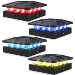 lot 14344 image: Peasur 4x4 Solar Post Cap Lights Outdoor RGB Color Changing, 4 Pack LED Post Top Light Solar Powered Waterproof, Fence Deck Lighting for WoodVinyl Posts for Outside Porch Yard Railing