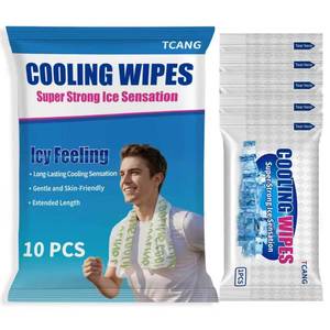 lot 14353 image: 10 Pack Cooling Body Wipes, Alcohol-Free Cooling Towelettes Cooling Towel Alternative for Outdoor Sports, Camping, Hiking, Workout & Hot Weather(Green) 2 Pack