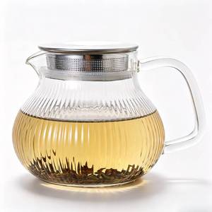 lot 14356 image: DRNKNSTX Glass Teapot with Stainless Steel Filter Lid, 20 oz (600 ml) Borosilicate Glass Tea Pot for Loose Leaf Tea Steeper, Tea Kettle for Blooming