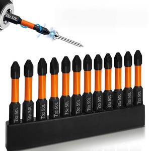 lot 14360 image: 12-Piece S2 Alloy Steel Cross Head Screwdriver Bit Set, 2 Inch PH2 Impact Bits, Value Pack Driver Accessories with Holder for Home DIY & Light Tasks(2 Inch Long)