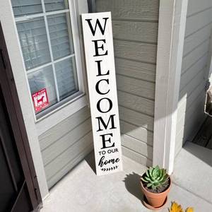 lot 19600 image: Vertical Wood Welcome Sign for Front Porch Vertical Decorative Sign Front Door Outdoor Indoor Welcome Sign 47.2x7.8 Inch Large Farmhouse Style(white)