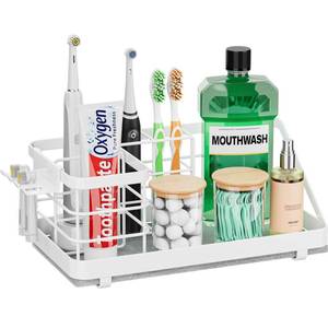 lot 19604 image: Toothbrush Holders Instant-Drying Organizer - Bathroom CountertopWall Mounted Electric Toothbrush Holder - Toothbrush Head Toothpaste Holder, Bathroom Counter Organizers and Storage, White