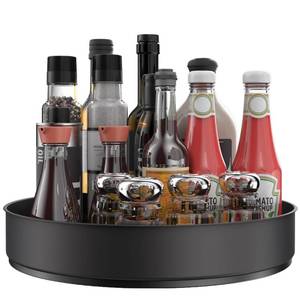 lot 19609 image: VAEHOLD Lazy Susan Stainless Steel Black Spice Rack Turntable for Pantry Cabinet - Decorative Trays Storage Containers Organizer for Kitchen Cabinet, Snacks, Bathroom (12 inches)