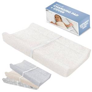 lot 19610 image: Jool Baby Soft Changing Pad  Washable Cover - (Wave Pattern, Off-White)
