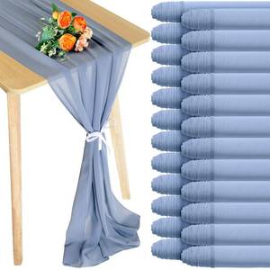 lot 19616 image: Chumia 24 Pack Chiffon Table Runners Romantic Sheer Table Decorations Long Tulle Runner for Wedding Bridal Shower Party Supplies Decor, 118 x 12 Inches(Dusty Blue)