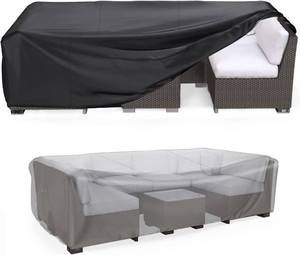 lot 19618 image: Mrrihand Heavy Duty Patio Furniture Covers, Outdoor Furniture Covers Waterproof Sectional Sofa Set, Patio Table and Chair Set Cover 98 L� 78 W� 30 H
