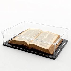 lot 19631 image: Acrylic Display Case, Clear Acrylic Display Box with Matte Base, Dustproof Collectible Showcase for Books, Stamps, Medals, Maps, Albums and Jewelries, 13 x 10 x 3 inch