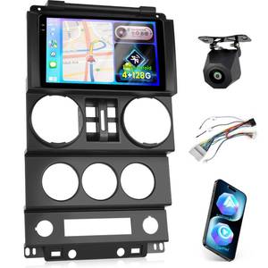 lot 19633 image: 4128G Upgrade Radio for Jeep Wrangler (4 Doors) 2007-2010 9 inch Android Incell Touchscreen Stereo - Wireless Carplay & Android Auto, 5GWiFi, GPS, Bluetooth 5.0, Custom Homepage  Backup Camera