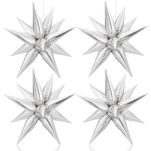 lot 20292 image: KatchOn, Large Silver Star Balloons - 50 PCS, Metallic Explosion Star