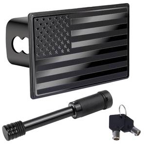 lot 20293 image: 2 Inch Trailer Hitch Cover, American Flag Stainless Steel Metal Hitch Cover