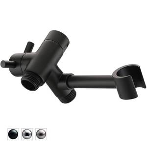 lot 20294 image: PDPBath Solid Brass Shower Arm 3 Way Shower Diverter Valve for Hand Held Showerhead and Fixed Spray Head, G12 Universal Connection - Matte Black