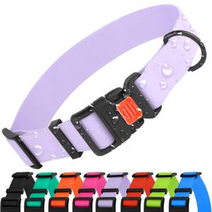 lot 20301 image: Heavy Duty Waterproof Adjustable Dog Collar with D-Ring and Breakaway Buckle - PVC Coated Nylon, Odor & Mud-Resistant, Easy-Cleaning for Small, Medium, Large Dogs (Neck Fit 18-26, Lilac)
