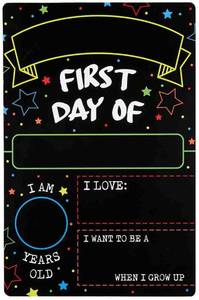 lot 20314 image: First Day Last Day of School Sign - Double Sided Dry Erase Board - 12 x 8