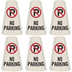 lot 20318 image: SmartSign 6-Pack No Parking Reflective Cone Message Sleeve Collar with Symbol, 360-Degree Visibility, Non-Adhesive Vinyl Signs for Traffic Safety Cones, 3-Side Print Cone Not Included