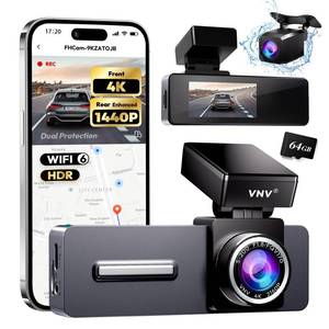 lot 20323 image: VNV 4K2.5K Dash Cam Front and Rear, GalaxyCore Sensor, Free 64GB Card Included, Built-in WiFi App Control, Dash Camera for Cars with WDR Night Vision,170°Wide Angle, 24H Parking Mode, 2 IPS, S-V200 (Open Box)