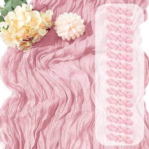 lot 20330 image: 15 Pack Light Pink Cheesecloth Table Runner 17 x 108 inch Cheese Cloth Table Runners 9ft Pink Table Runner Rustic Romantic Sheer Gauze Runner for Wedding Party Baby Shower Table Decoration