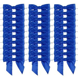 lot 20338 image: AIMUDI Royal Blue Satin Ribbon Twist Tie Bows - 3.5 Pretied Bows for Crafts, Gift Wrapping & Hanukkah Ornaments - 50 Counts