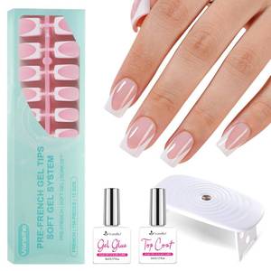 lot 20341 image: Vansiho French Tip Press on Nails Kit, 150pcs Short Square Gel Nail Kit
