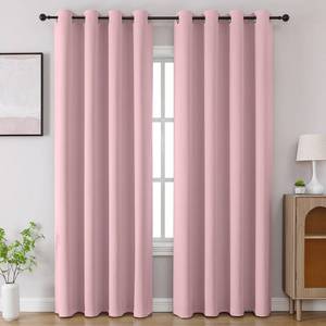 lot 20342 image: CUCRAF Blackout Curtains 96 inch Length 2 Panels Set, Room Darkening Drapes for Living Room Bedroom, Thermal Insulated Light Blocking Grommet Window Curtain (W52 x L96 Inch, Light Pink)