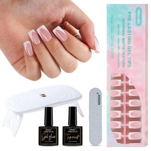 lot 20343 image: Misssix Deep French Tip Press On Nails Kit, 160Pcs Short Square Fake Nails