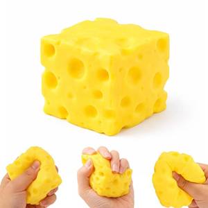 lot 20346 image: Cheese Squishy Toy, Slow Rising Realistic Cheese Block Stress Relief Toy, Soft Squeeze Gift for Adults, Home Office School ��1 piece��