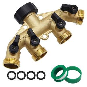 lot 20355 image: Twinkle Star 4 Way Heavy Duty Brass Garden Hose Splitter