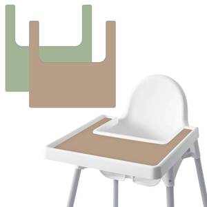 lot 20361 image: High Chair Placemat for IKEA Antilop Baby High Chair, 2 Packs Stain Resistant Non-Slip Toddler Silicone High Chair Place Mats Eating Table Mat (NaturalSage)