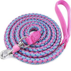 lot 20364 image: Mycicy 234610 Foot Reflective Dog Leash Strong Nylon Rope Braided Heavy Duty for Large Medium Small Dogs Walking Training Leads (Pink, 4ft  12)