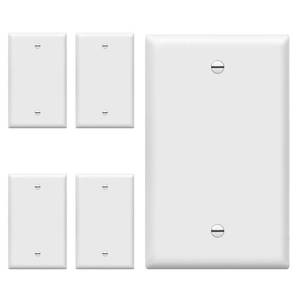 lot 20372 image: ENERLITES Blank Wall Plate Cover, Gloss Finish, Standard Size 1-Gang 4.50 x 2.76, Polycarbonate Thermoplastic, Electrical Covers for Unused OutletsSwitches, 8801-W-5PCS, White 5 Pack