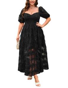 lot 20387 image: EYWOL Black Cocktail Dress Formal Dresses for Curvy Women - Plus Size Wedding Dresses for Women Guest - Prom Party Dress - Black Gown Large