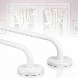 lot 20389 image: 2 Pack Magnetic Curtain Rods for Metal Doors, Adjustable 17-30in, White