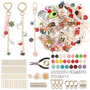 lot 20395 image: Muyoka 314Pcs Charms Lip Gloss Keychain Making Kit, Bag Keychain Charms with 3 Types Keychains Clips 24 Extender Chain 118 Charm and Plier, Bag Charm Kit for DIY Crafting and Jewelry Making (314 Pcs)