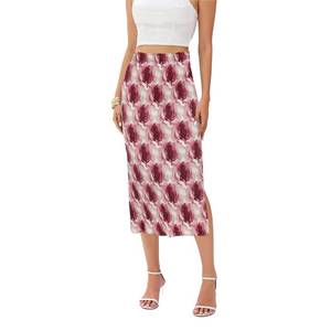 lot 20396 image: Midi Skirts for Women with Slit Long Knee Length Floral Elastic Pleated High Waisted Womens Skirt Large