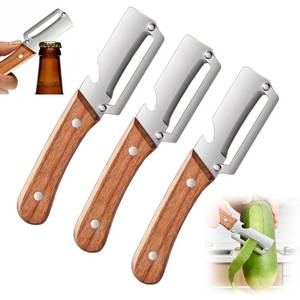 lot 20411 image: 2026 New Vegetable Peeler With Wooden Handle,Vegetable Peeler,2-in-1Vegetable Peeler with Wooden Handle and Bottle Opener,Kitchen Gadgets Tool for Peeling Potato Carrot Veggie Peeler (3PC)