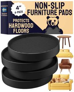 lot 20412 image: CasterMaster Heavy-Duty Round Pads - 4x4 in Black, 4 Pack
