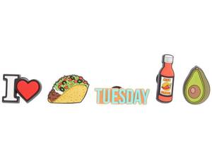 lot 20415 image: Crocs Jibbitz 5-Pack Food Shoe Charms  Jibbitz for Crocs, Taco Tuesday, One Size